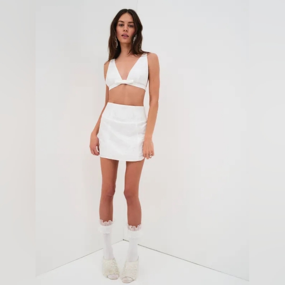 For Love And Lemons Eva Top And Emery Mini Skirt Set - White - Size M